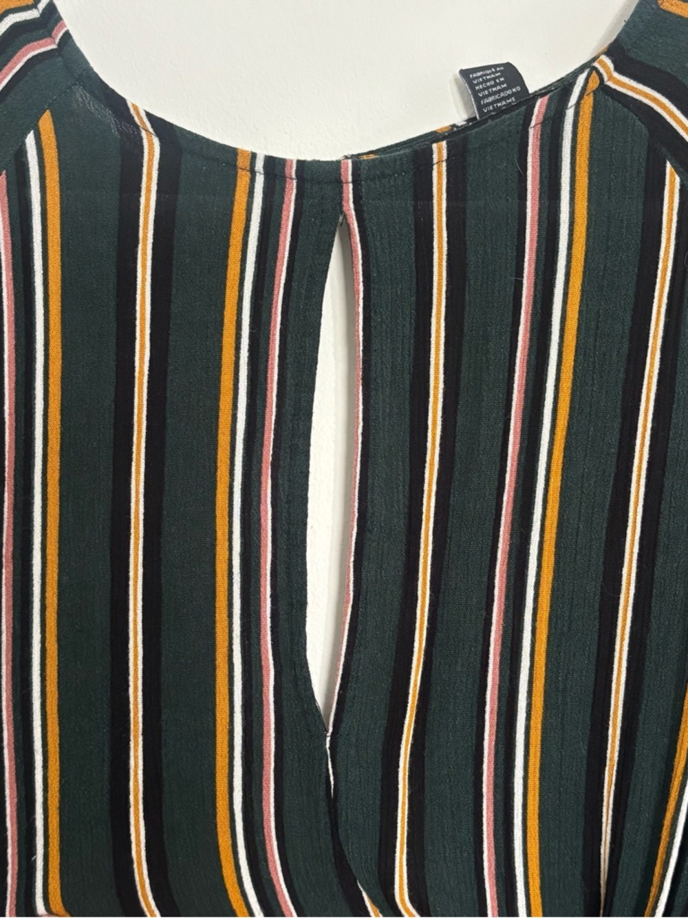 Forever 21 Striped Blouse | Tie Waist | Flowy Sleeve Top - Picture 2 of 7